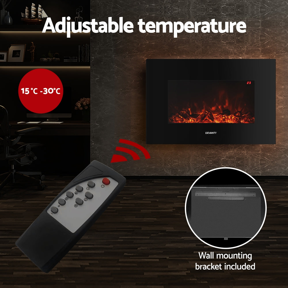 Four flame brightness settings on the 2000 W electric fireplace