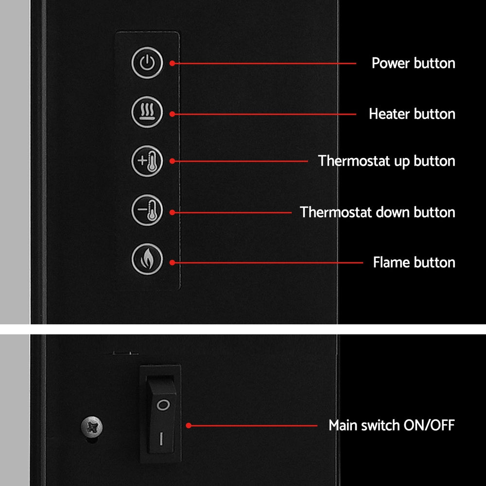 Control panel with heat setting, thermostat and 12 hour timer