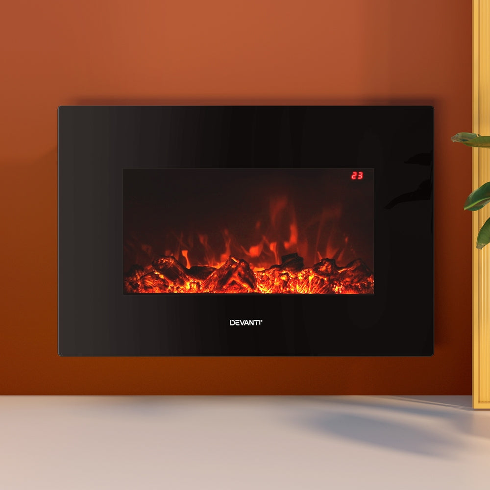 Dimension diagram of the fireplace glass casing, 66 x 44 cm