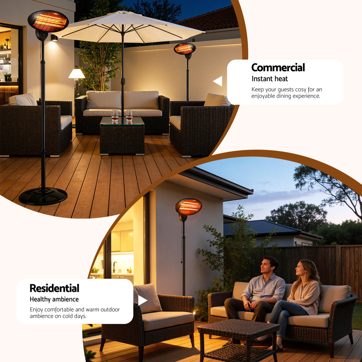 Flat steel base of the patio heater with 50 cm diameter for stability