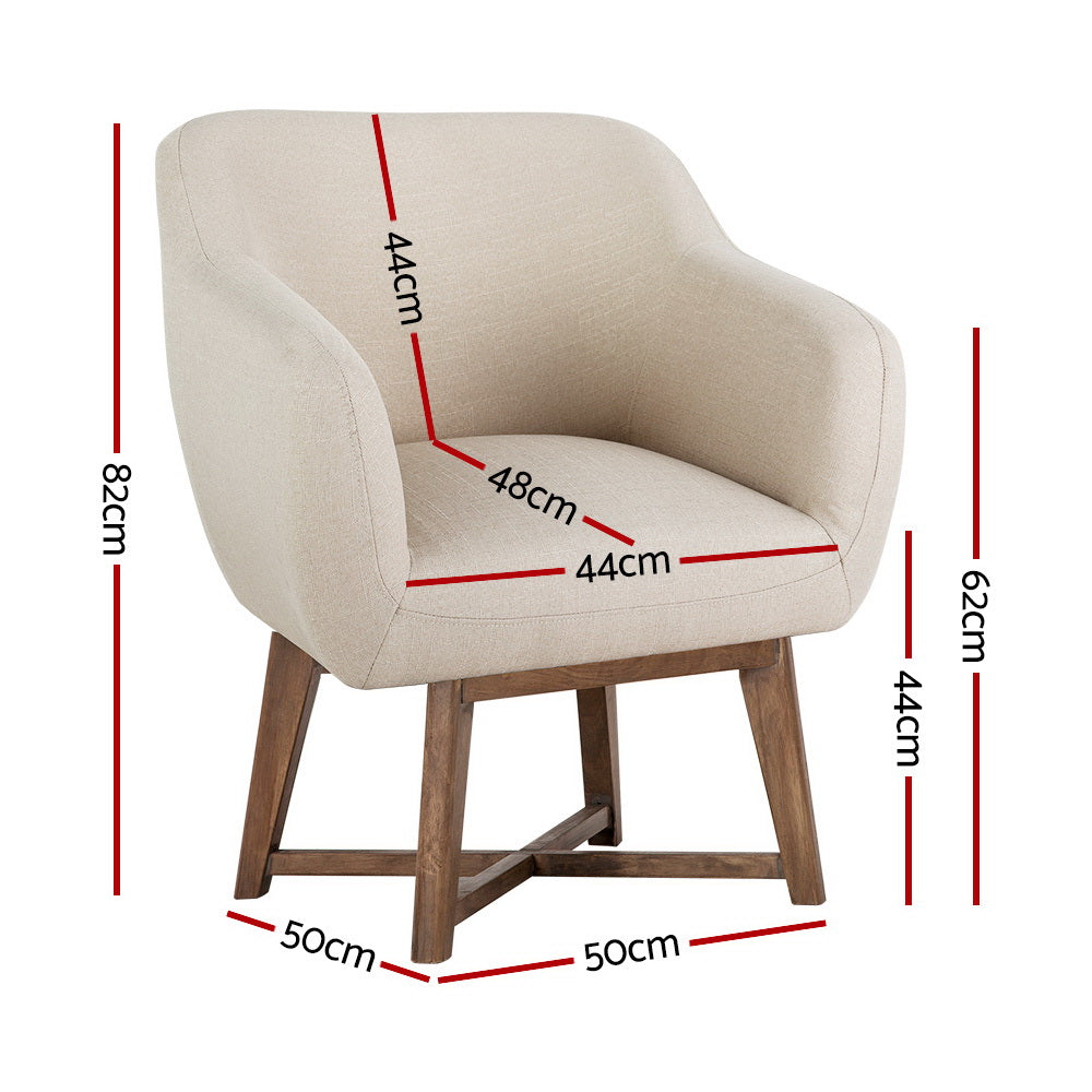 Artiss Aston Beige Tub Armchair - Modern Luxury and Comfort