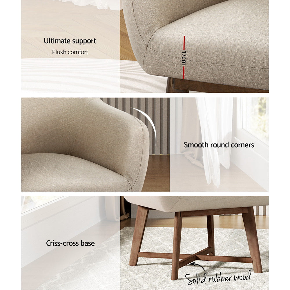 Artiss Aston Beige Tub Armchair - Modern Luxury and Comfort