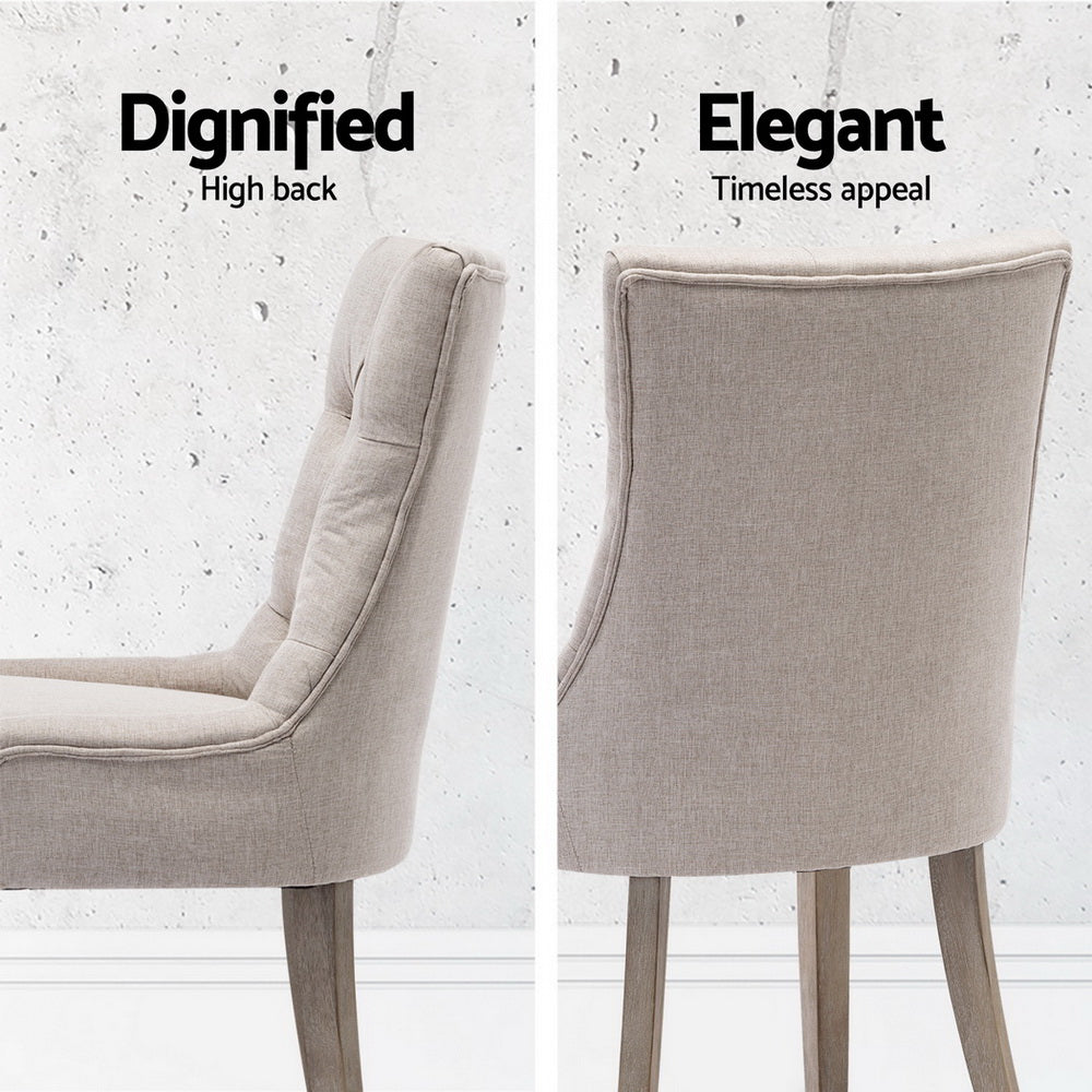 Artiss Cayes Beige Linen French Provincial Dining Chairs — Set of 4 — Allure Home Collections