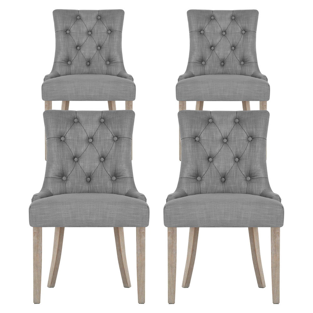Artiss Cayes Grey Linen French Provincial Dining Chairs — Set of 4 — Allure Home Collections