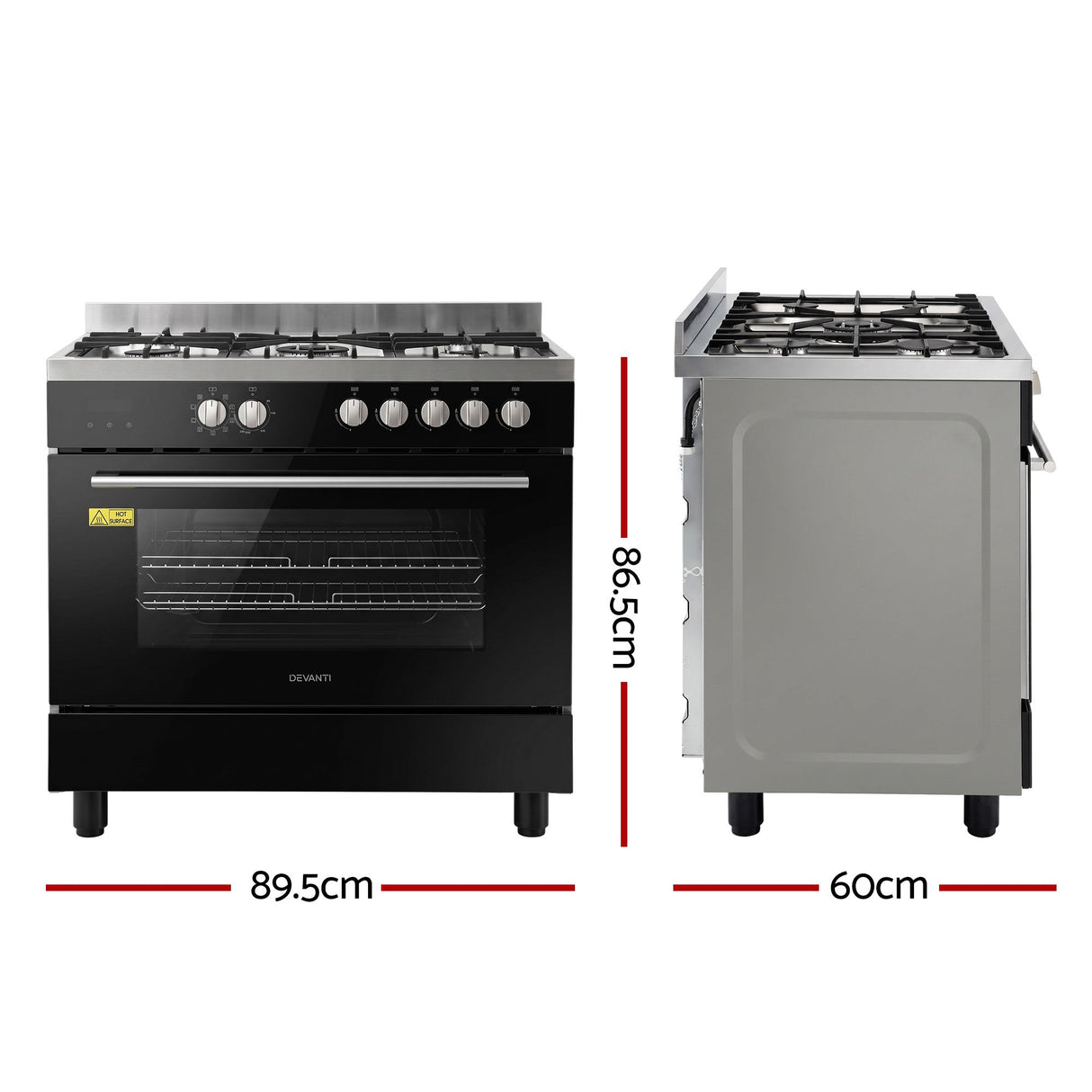 Dual fuel cooker shown at an angle with oven door closed