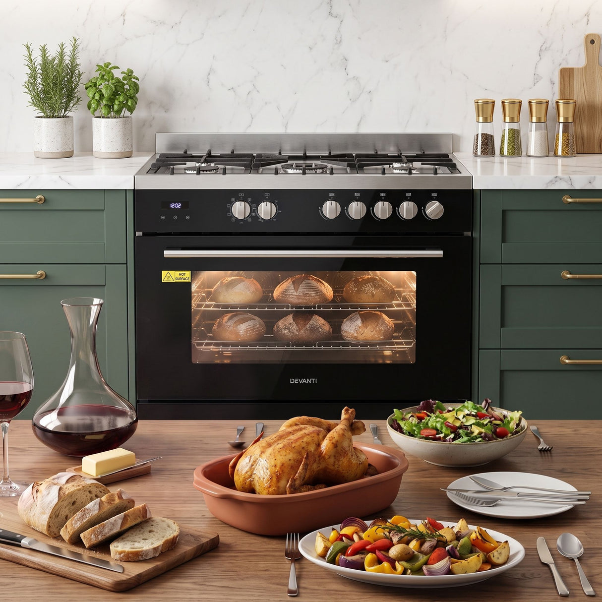 Baking shelf and enamelled tray supplied with the cooker