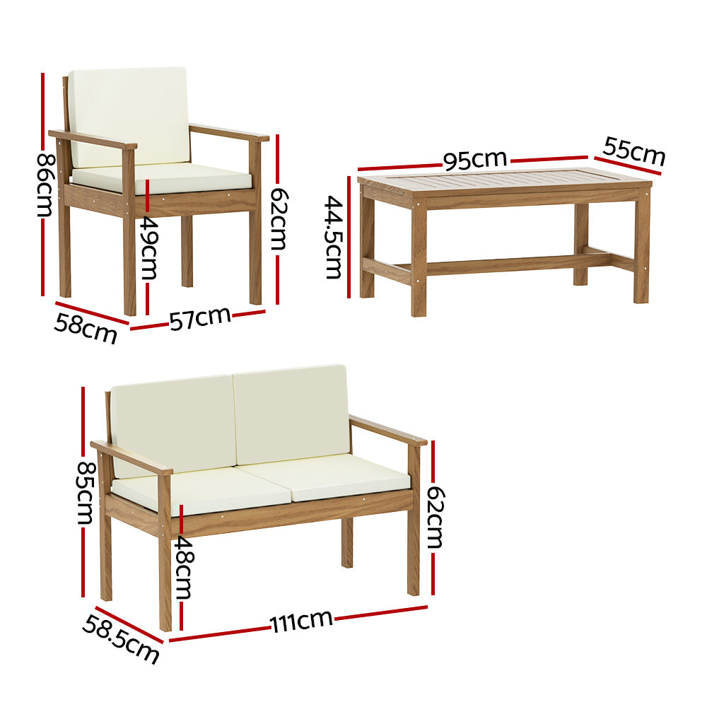 Maryborough 4 Piece Outdoor Sofa Set, Brown Timber