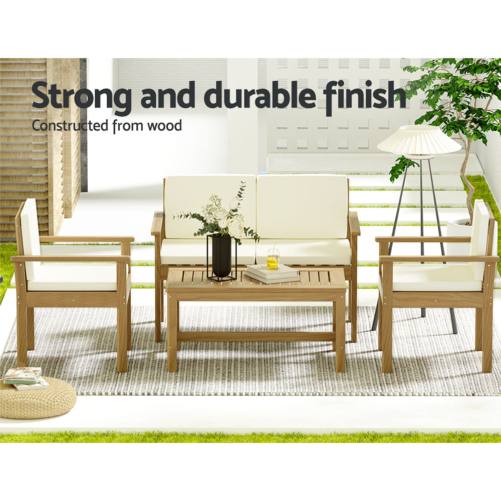 Maryborough 4 Piece Outdoor Sofa Set, Brown Timber