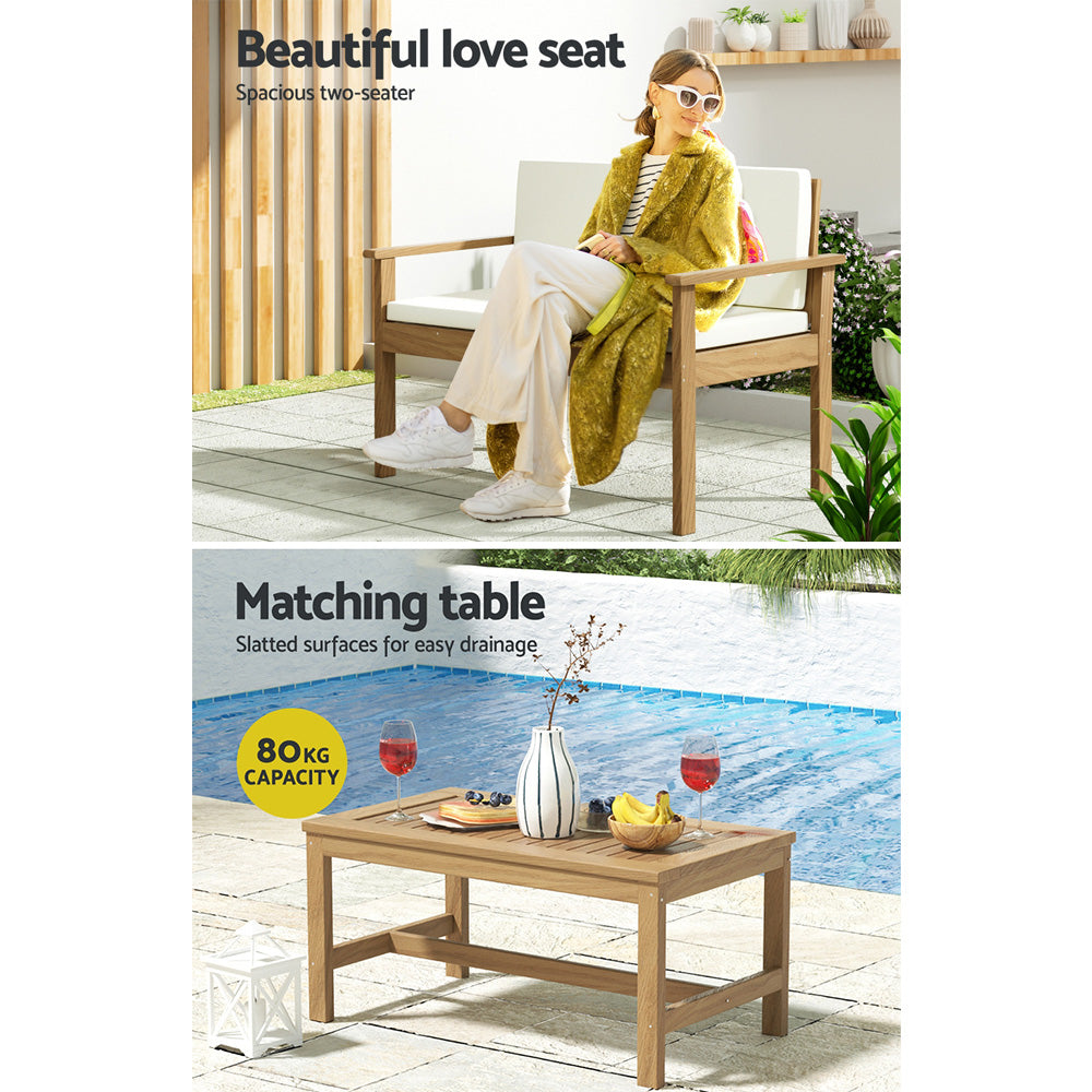 Maryborough 4 Piece Outdoor Sofa Set, Brown Timber