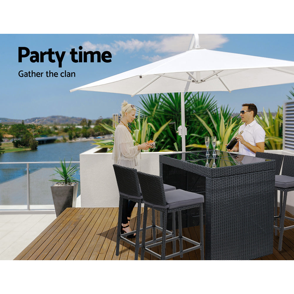 Redcliffe 5 Piece Outdoor Bar Set, Black