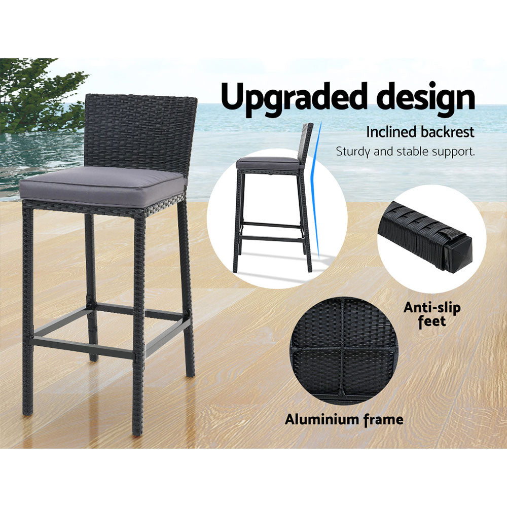 Redcliffe 5 Piece Outdoor Bar Set, Black