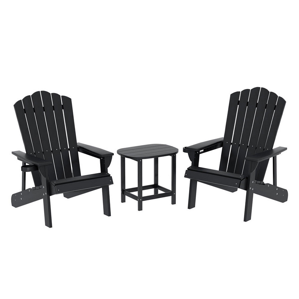 Golden Beach 3 Piece Outdoor Lounge Set, Black