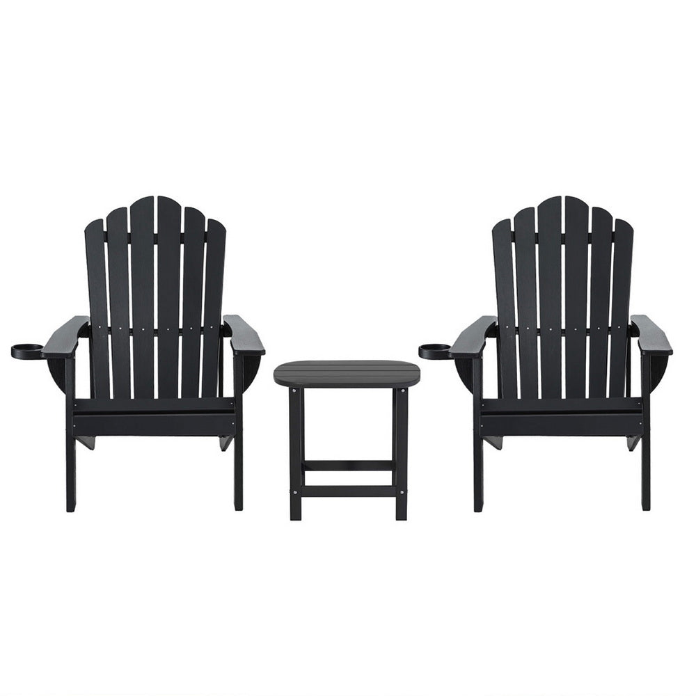 Golden Beach 3 Piece Outdoor Lounge Set, Black