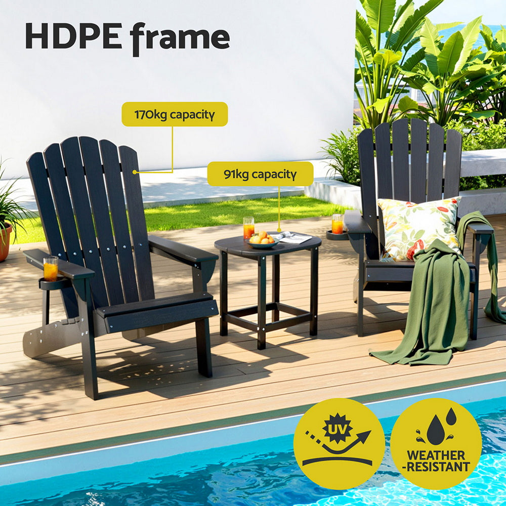 Golden Beach 3 Piece Outdoor Lounge Set, Black