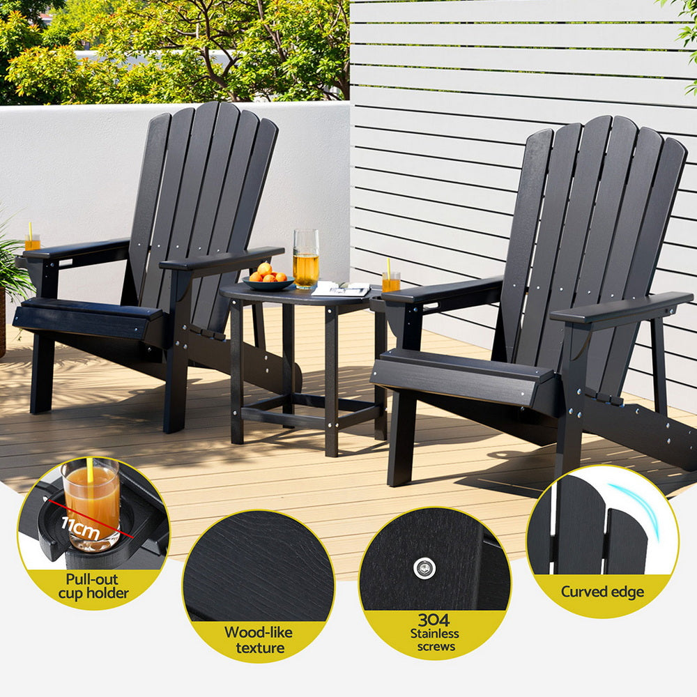 Golden Beach 3 Piece Outdoor Lounge Set, Black