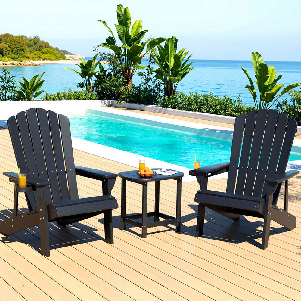 Golden Beach 3 Piece Outdoor Lounge Set, Black