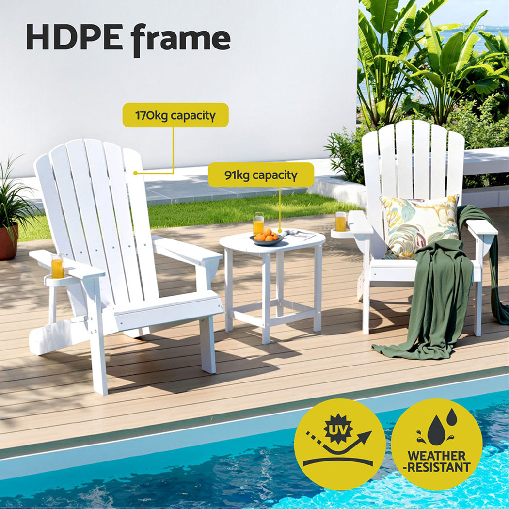 Golden Beach 3 Piece Outdoor Lounge Set, White