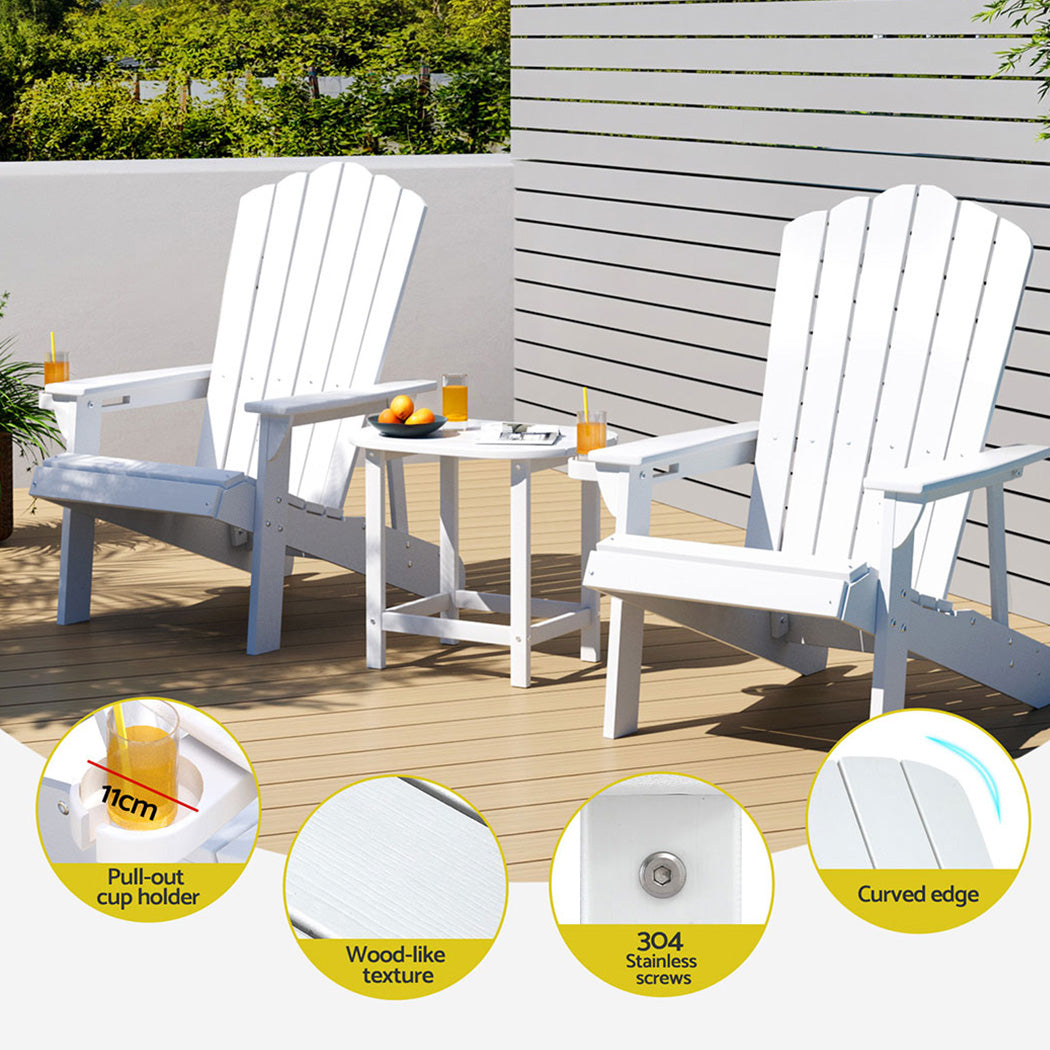 Golden Beach 3 Piece Outdoor Lounge Set, White
