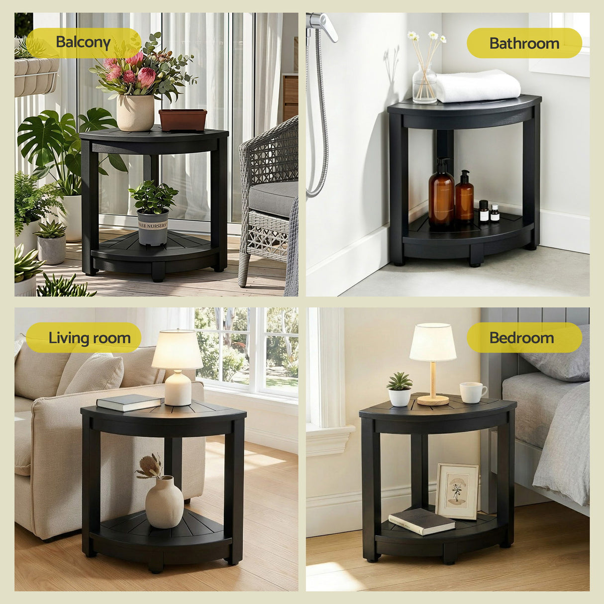 Shorncliffe 3 Piece Beach Table and Chairs Set, Black