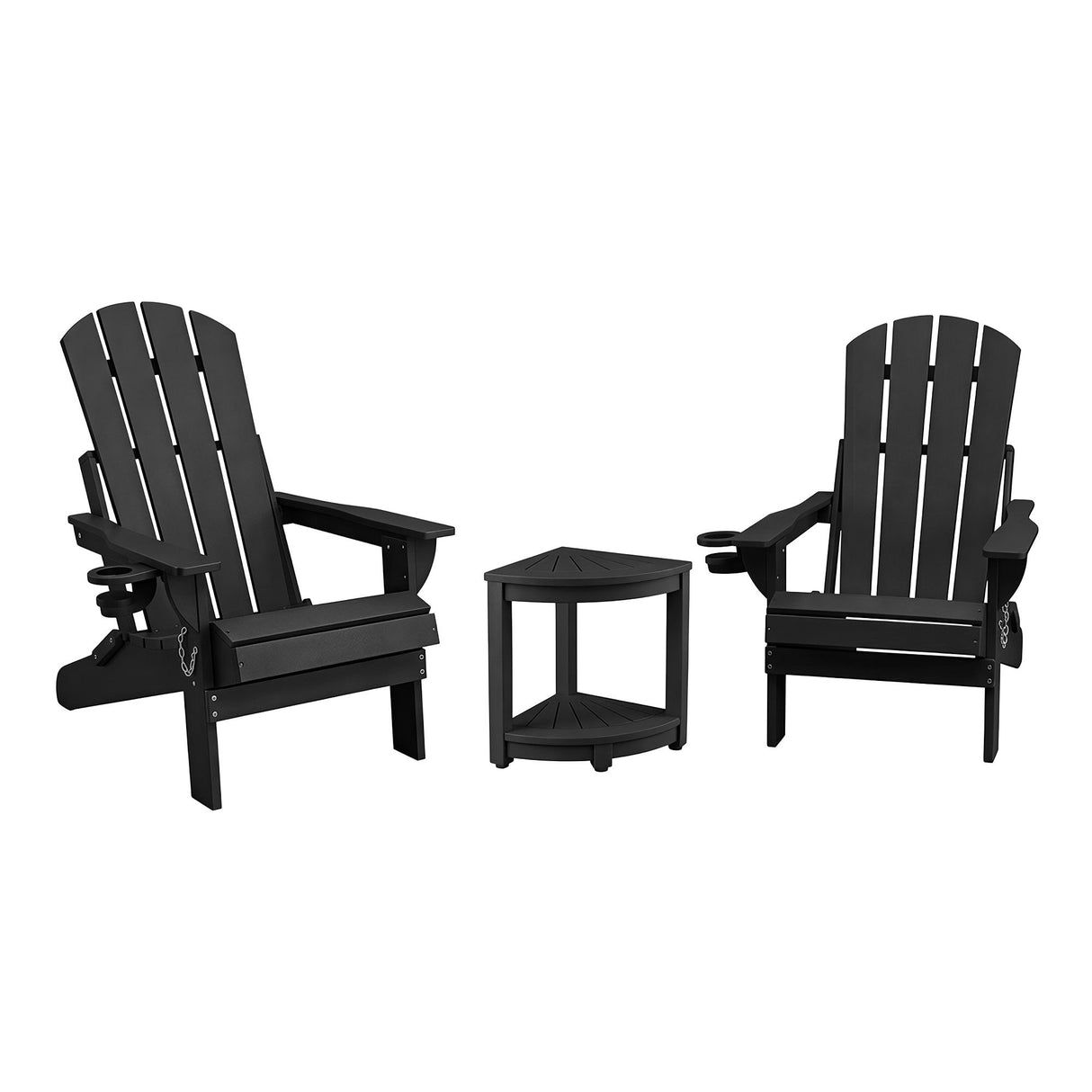 Shorncliffe 3 Piece Beach Table and Chairs Set, Black