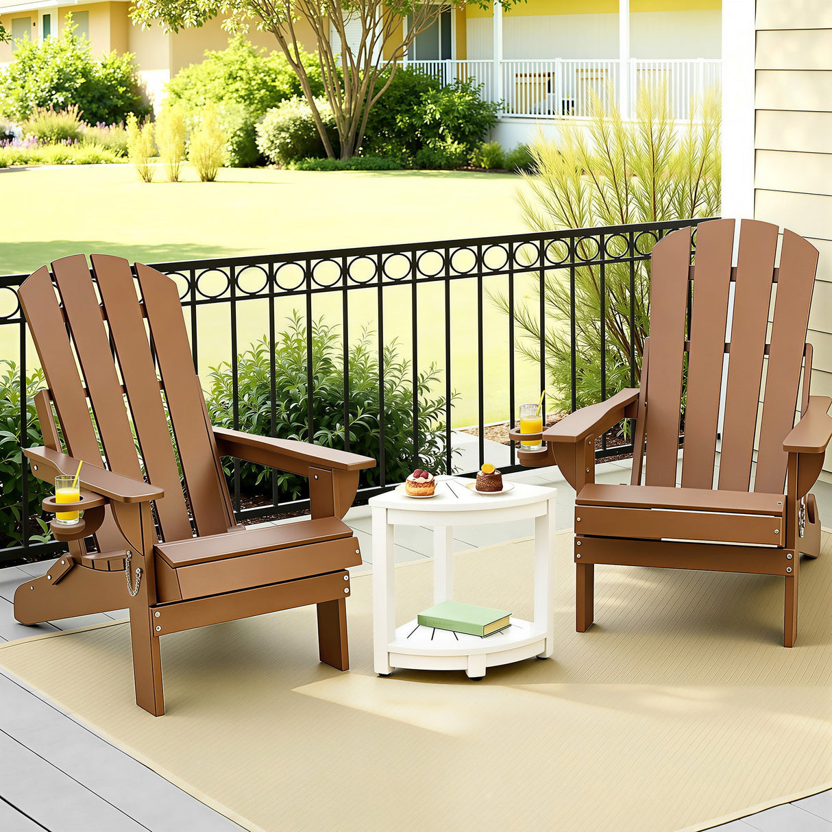 Shorncliffe 3 Piece Beach Table and Chairs Set, Brown