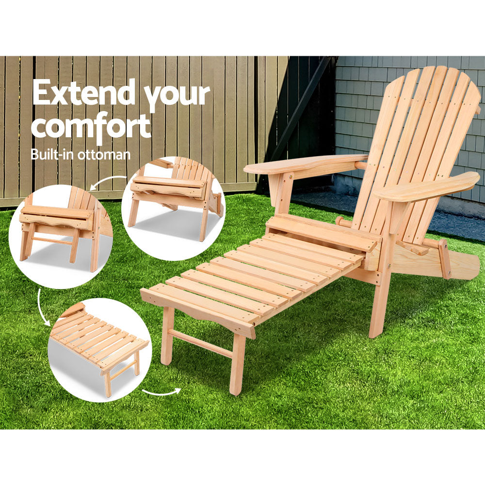 Airlie 3 Piece Beach Chair Set, Natural Timber