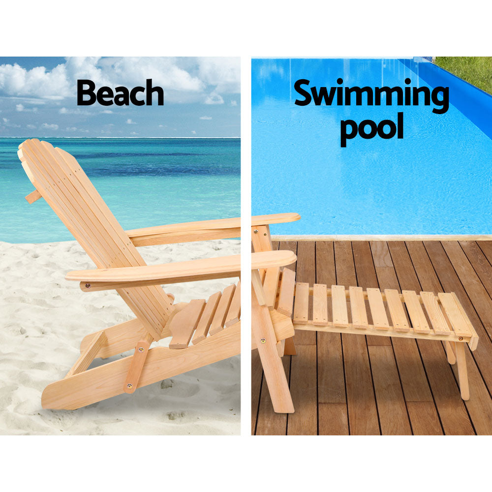 Airlie 3 Piece Beach Chair Set, Natural Timber