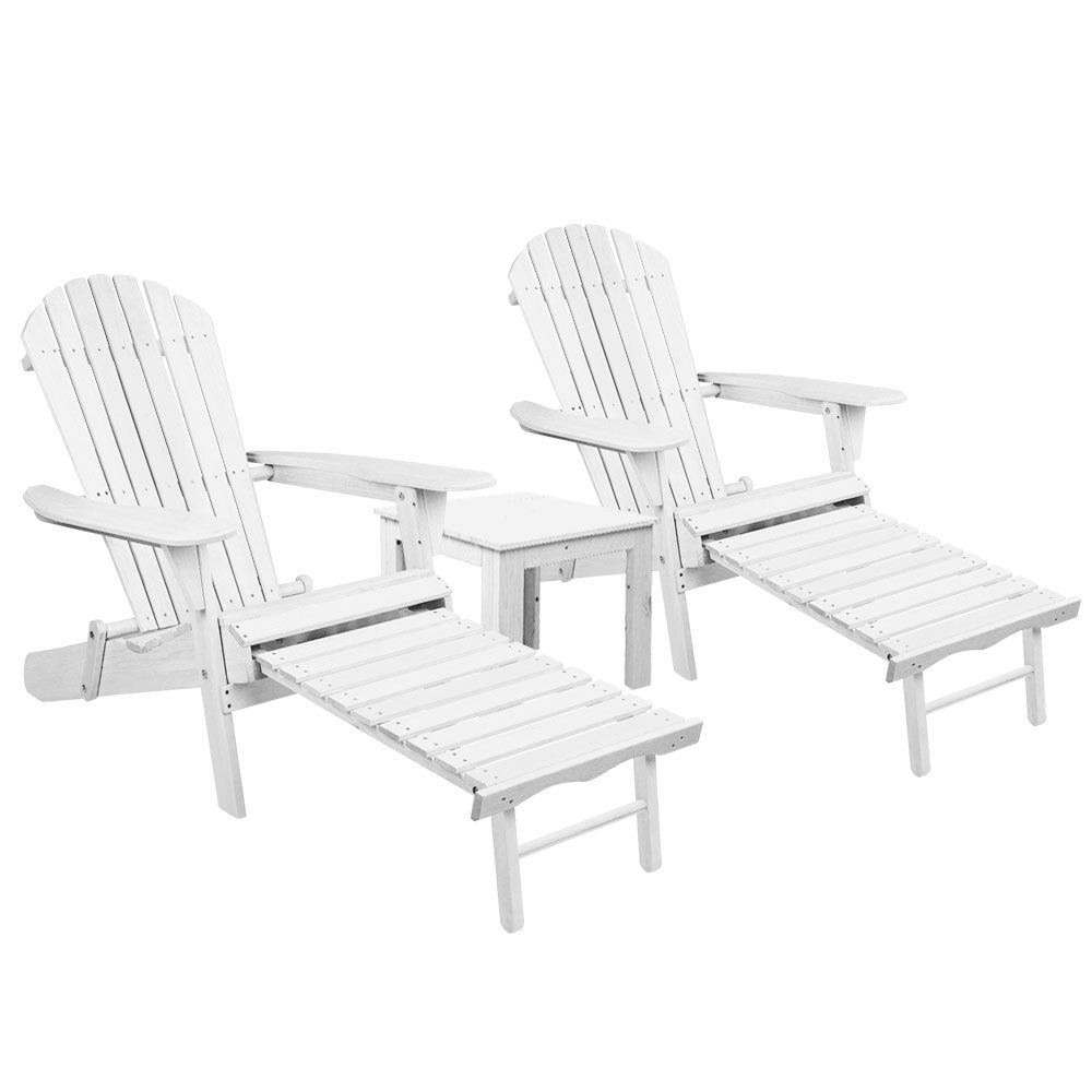 Airlie white timber beach chair set in an outdoor setting
