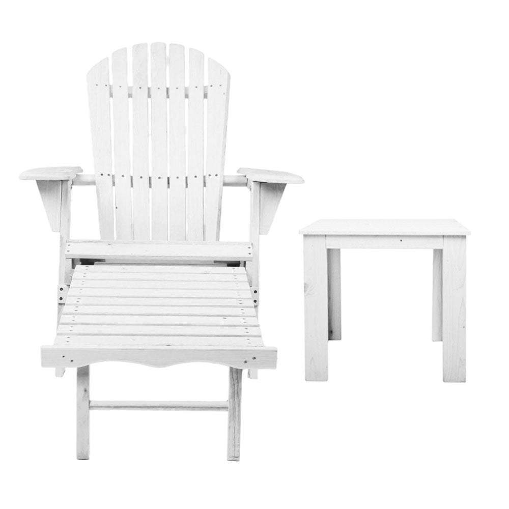 Airlie 3 Piece Beach Chair Set, White Timber