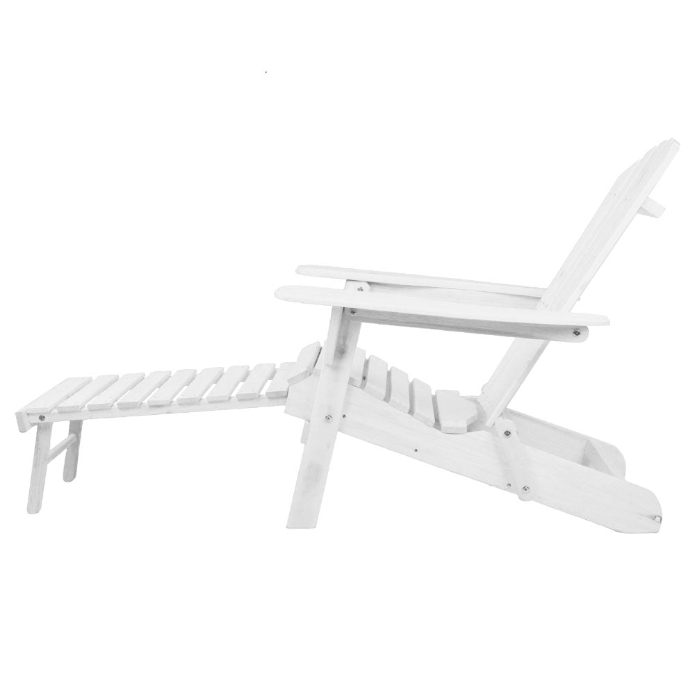 Airlie 3 Piece Beach Chair Set, White Timber