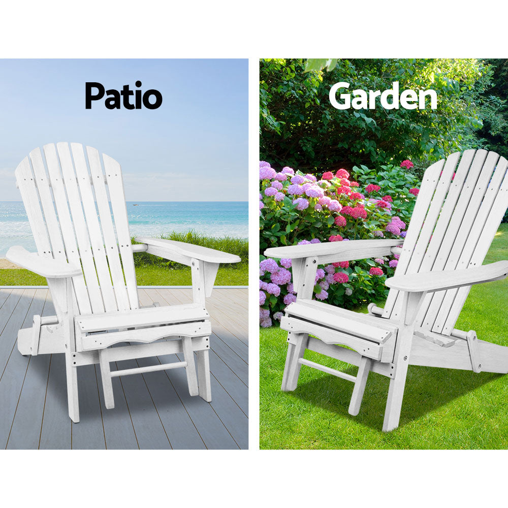 Airlie 3 Piece Beach Chair Set, White Timber