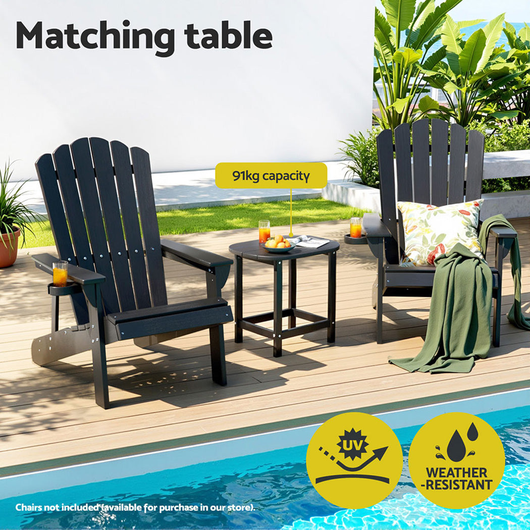 Normanville HDPE Outdoor Side Table, Black