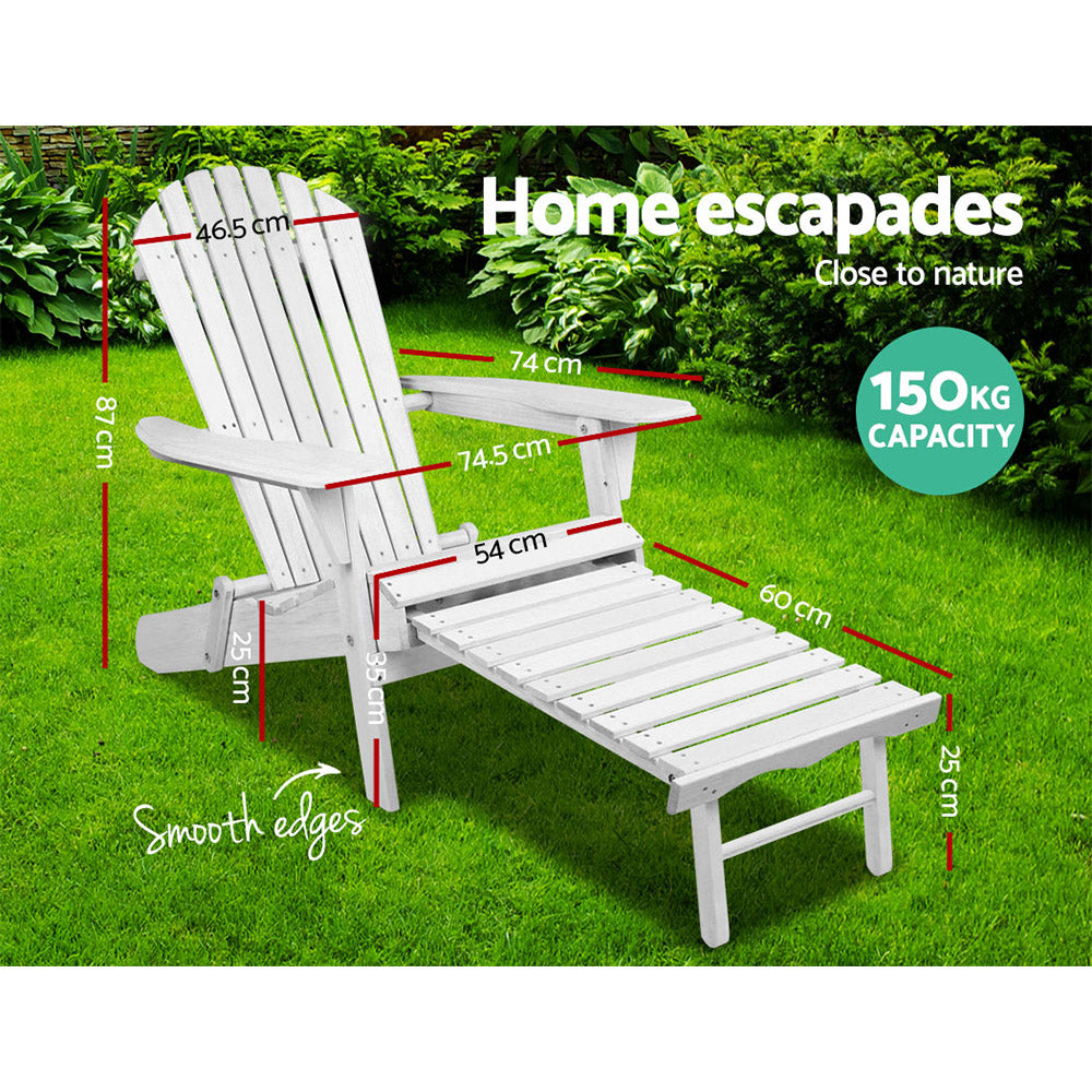 Mackay Beach Chair, White Timber