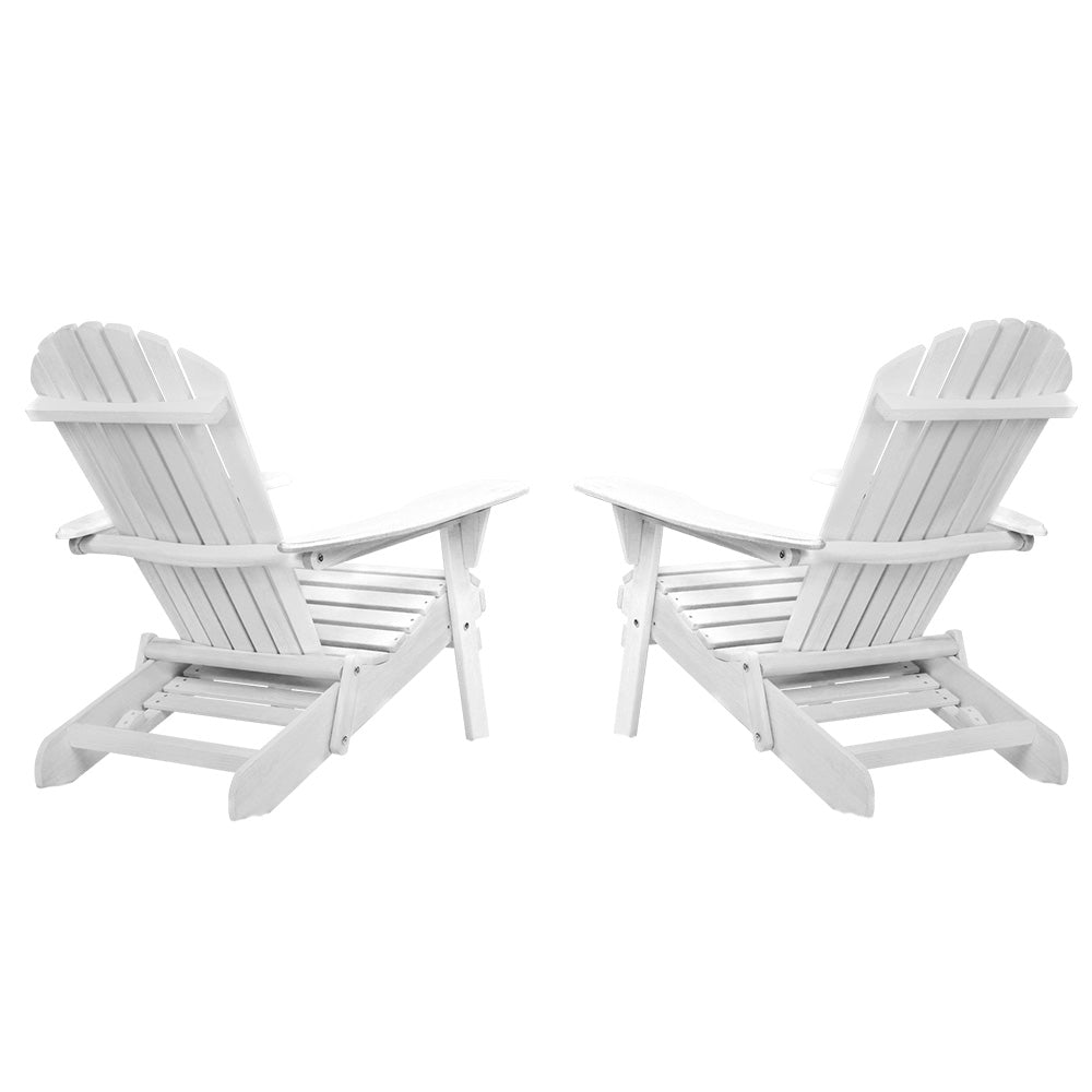 Mackay 2pcs Beach Chair, White Timber
