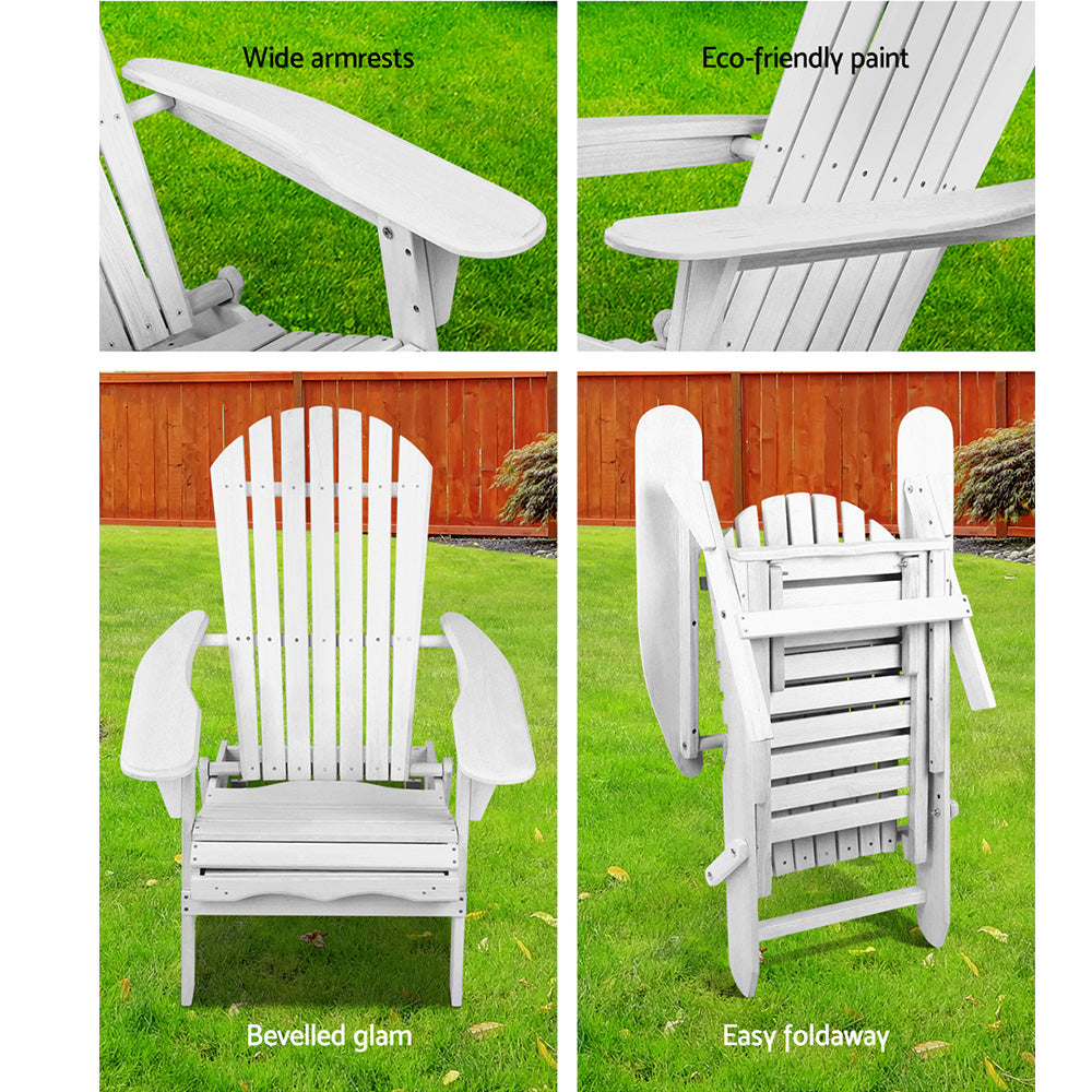 Mackay 2pcs Beach Chair, White Timber