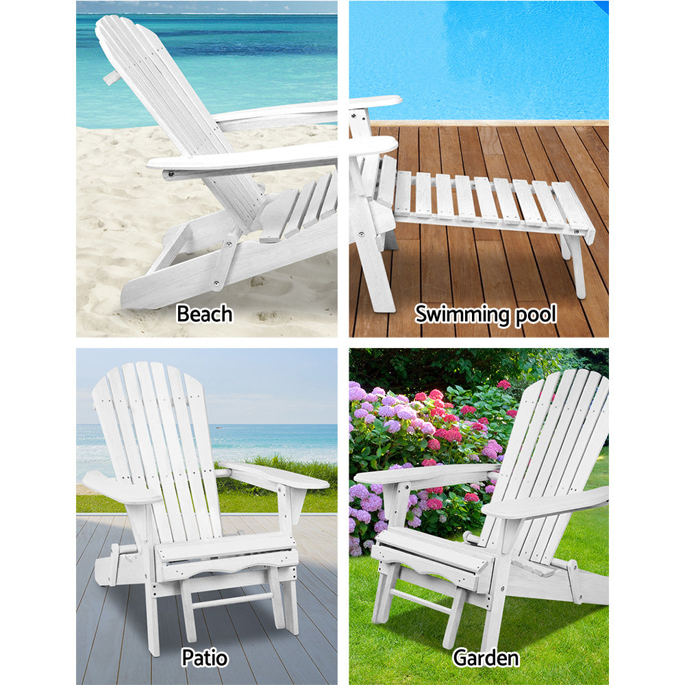 Mackay 2pcs Beach Chair, White Timber