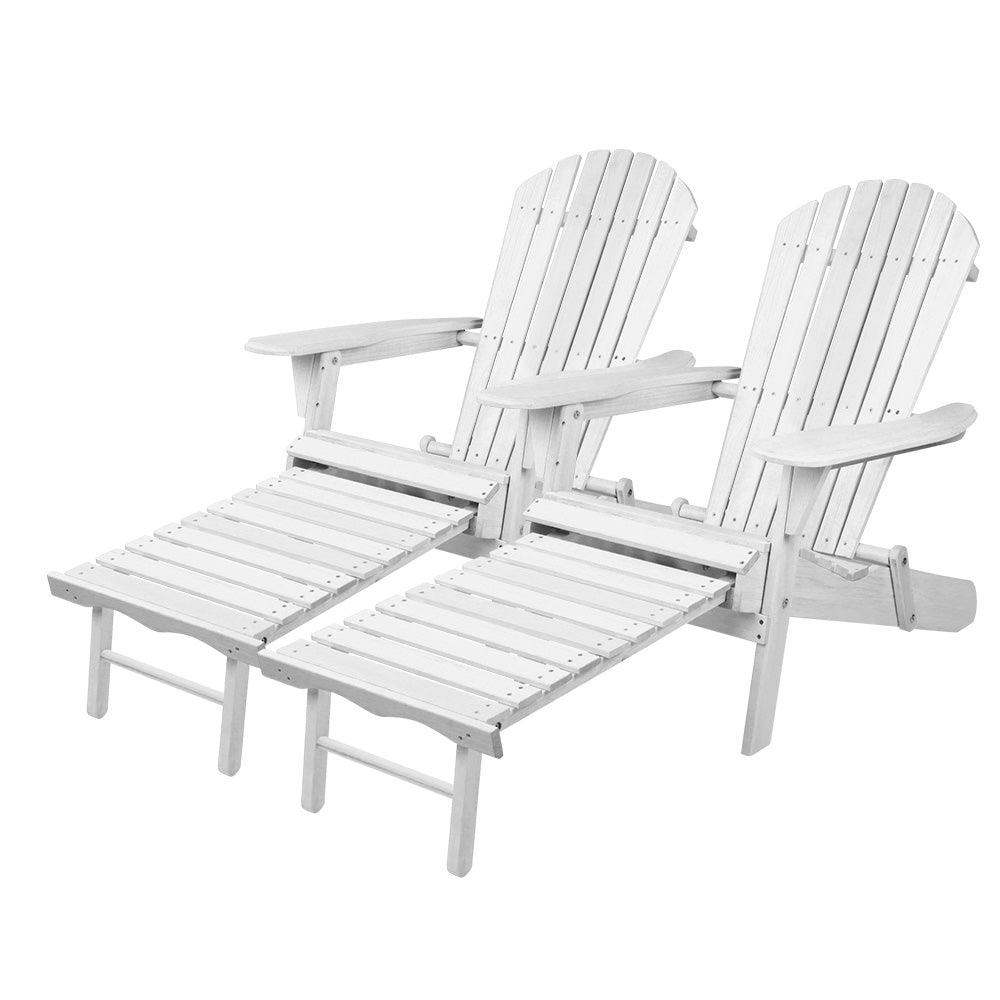 Mackay 2pcs Beach Chair, White Timber