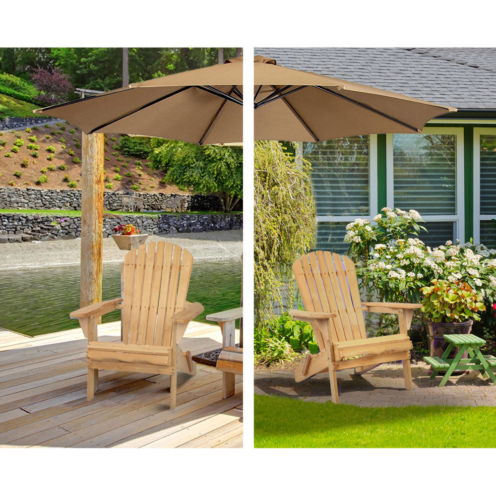 Cannonvale 3 Piece Beach Chair Set, Natural Timber