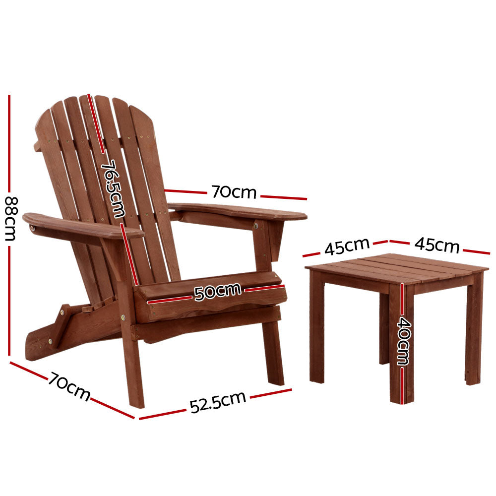 Cannonvale 3 Piece Beach Chair Set, Brown Timber