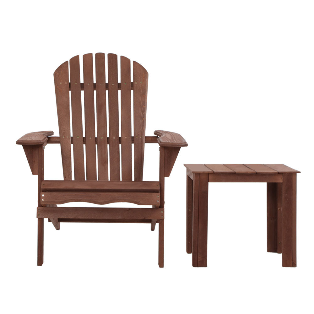 Cannonvale 3 Piece Beach Chair Set, Brown Timber