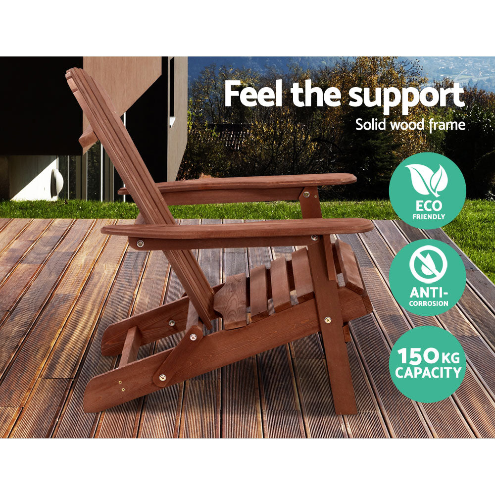Cannonvale 3 Piece Beach Chair Set, Brown Timber