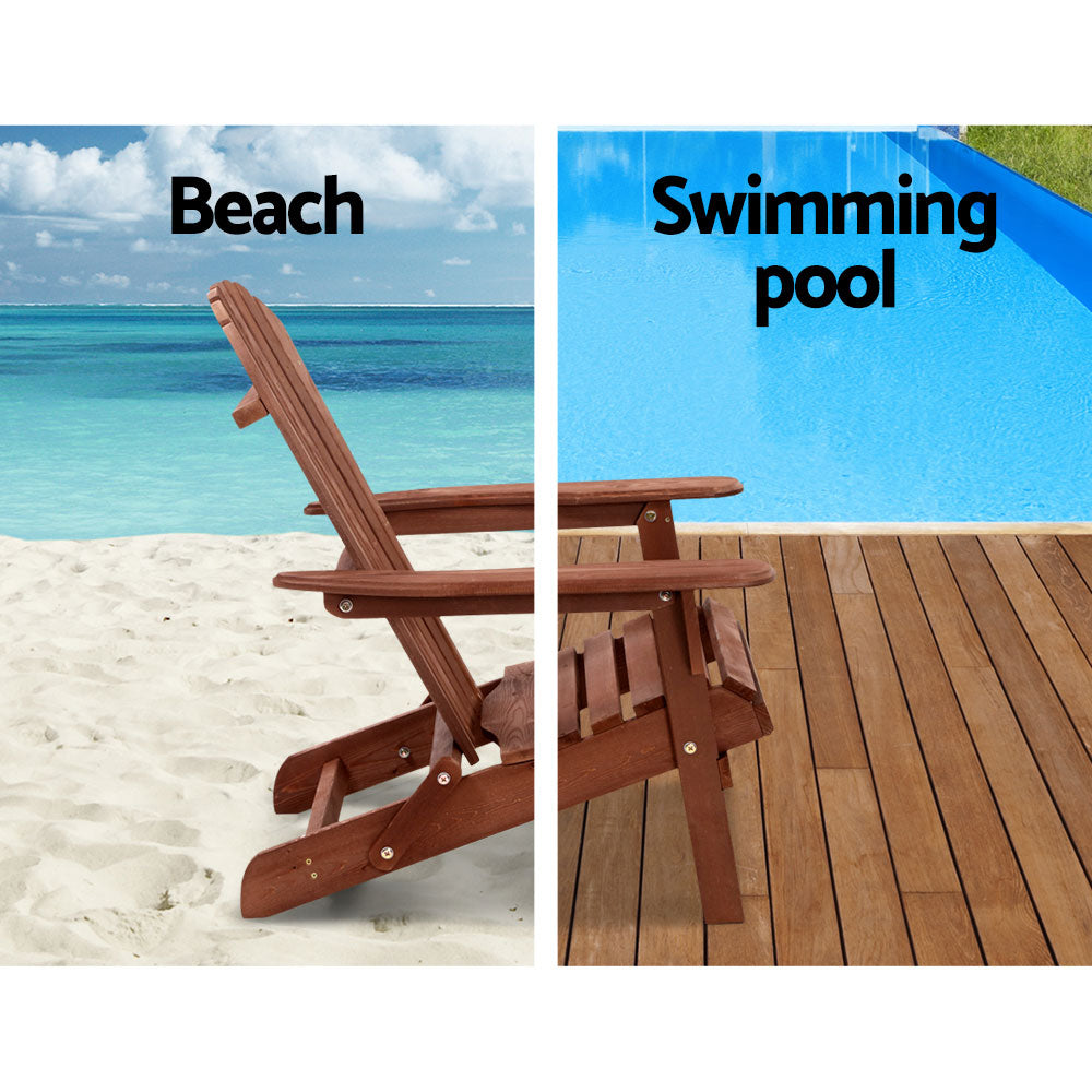 Cannonvale 3 Piece Beach Chair Set, Brown Timber