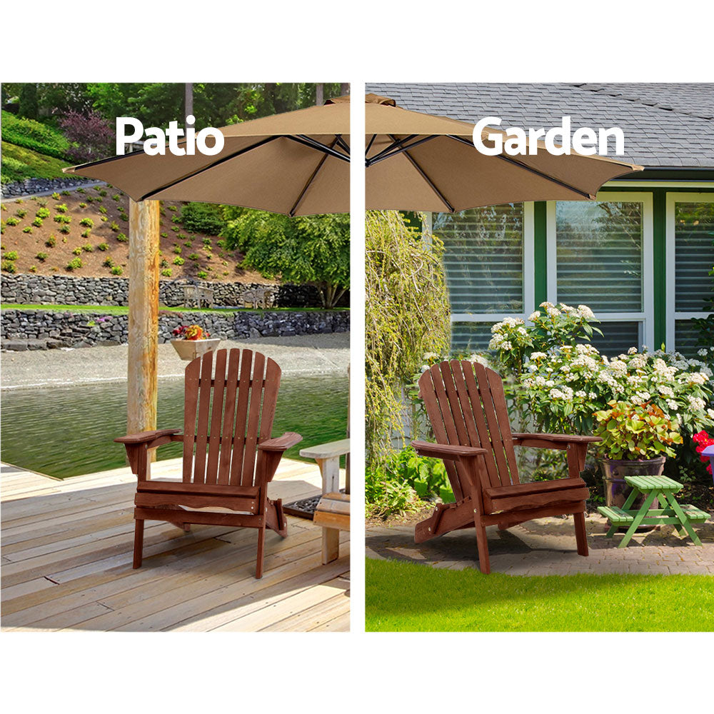 Cannonvale 3 Piece Beach Chair Set, Brown Timber