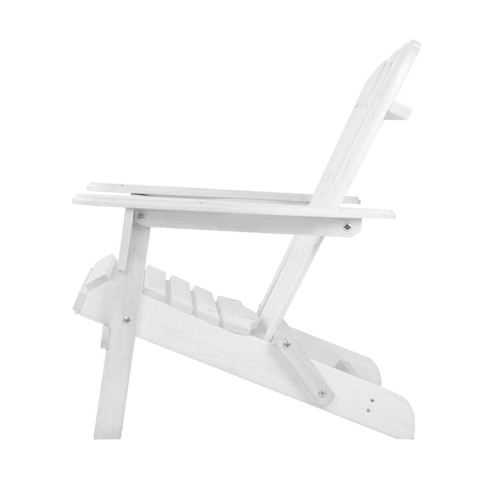 Cannonvale 3 Piece Beach Chair Set, White Timber