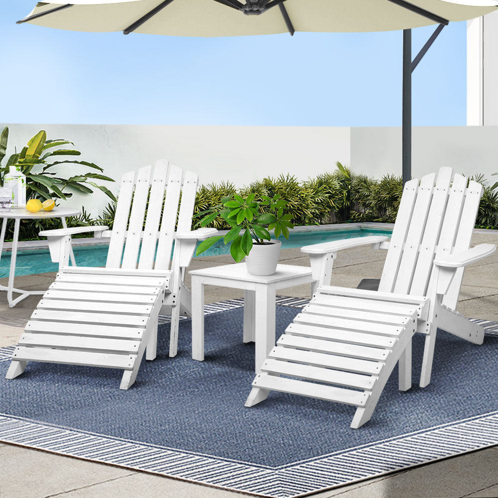 Shute Harbour white timber beach chair set in an outdoor setting