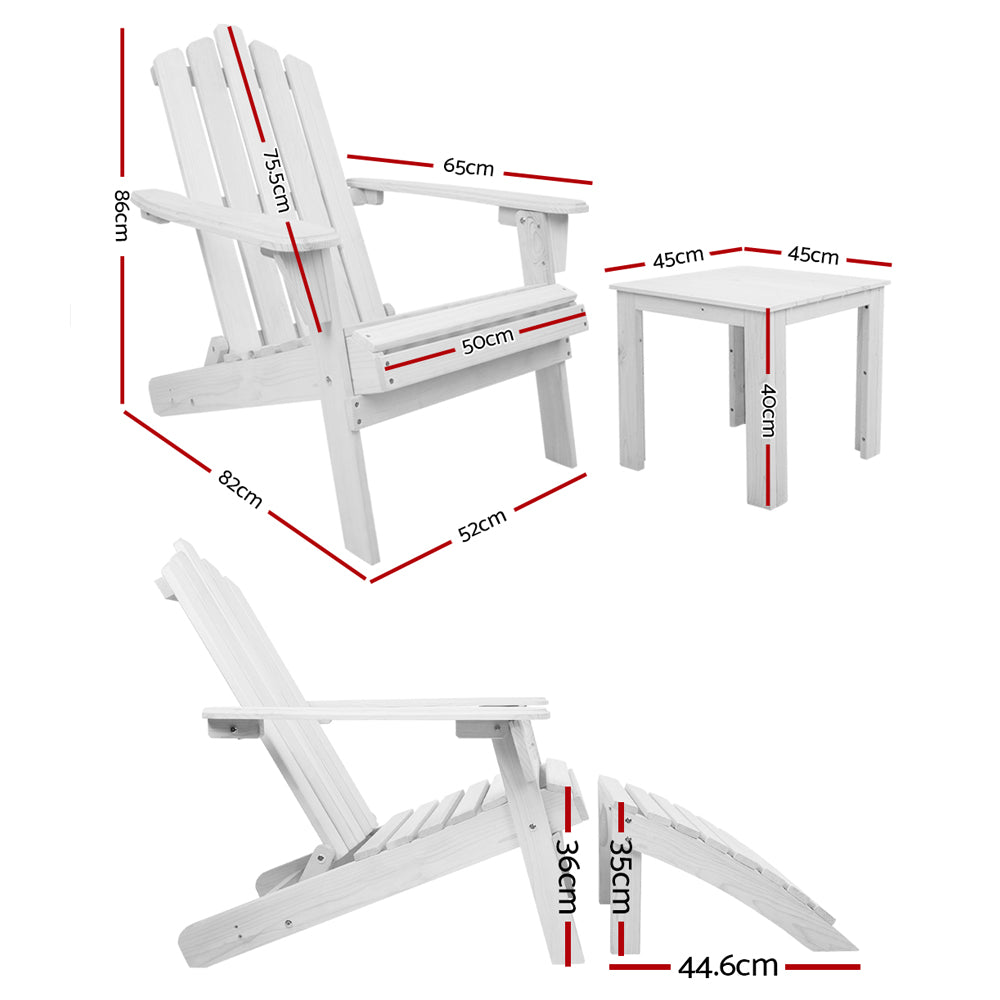 Shute Harbour 5 Piece Beach Chair Set, White Timber