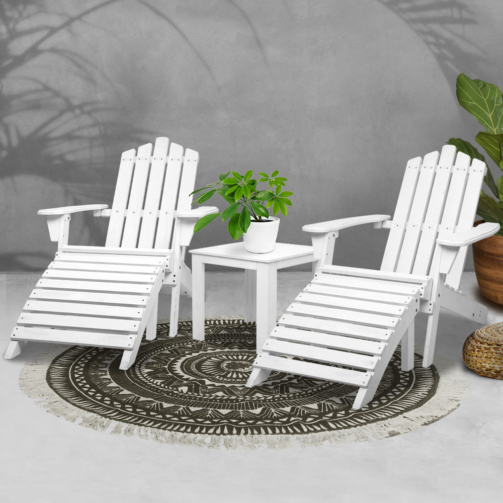 Shute Harbour 5 Piece Beach Chair Set, White Timber