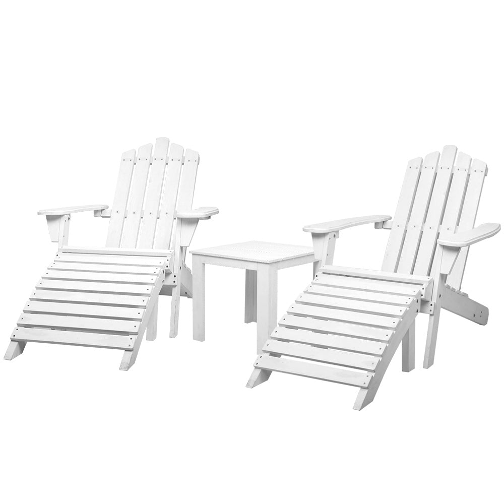 Shute Harbour 5 Piece Beach Chair Set, White Timber