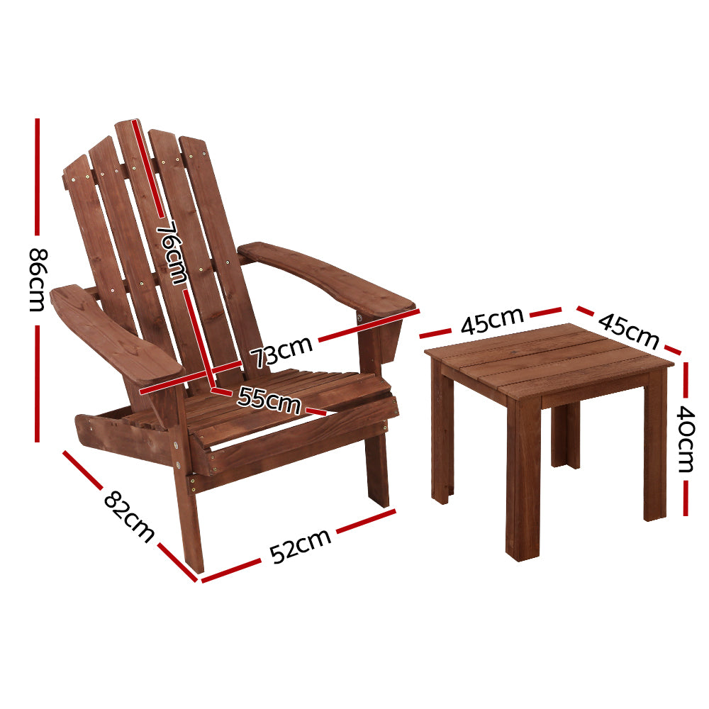 Shute Harbour 3 Piece Beach Chair Set, Brown Timber