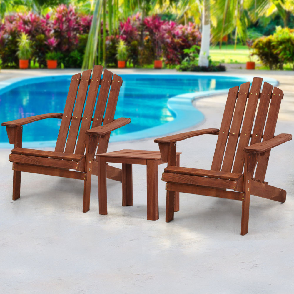 Shute Harbour 3 Piece Beach Chair Set, Brown Timber